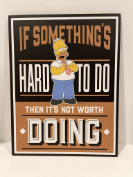 Wall Placard (wooden) - Homer - If something's hard to do then it's not worth doing