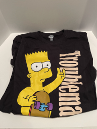 Shirt - Tee Black L - Bart naked skateboard Troublemaker