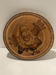 Wooden plaque with Homer and Bart