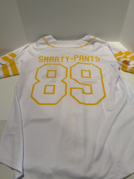 Lisa Jersey White, Smarty-Pants 89 on back alternate